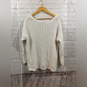 Talbots Womes Size X Loose Knit Long Sleeve Ivory Sweater